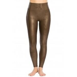 Spanx Women's Shape Faux Leather Leggings Bronze Metal Size S